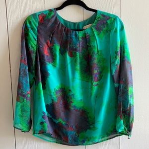 JCrew Watercolor Silk Blouse Sz 2